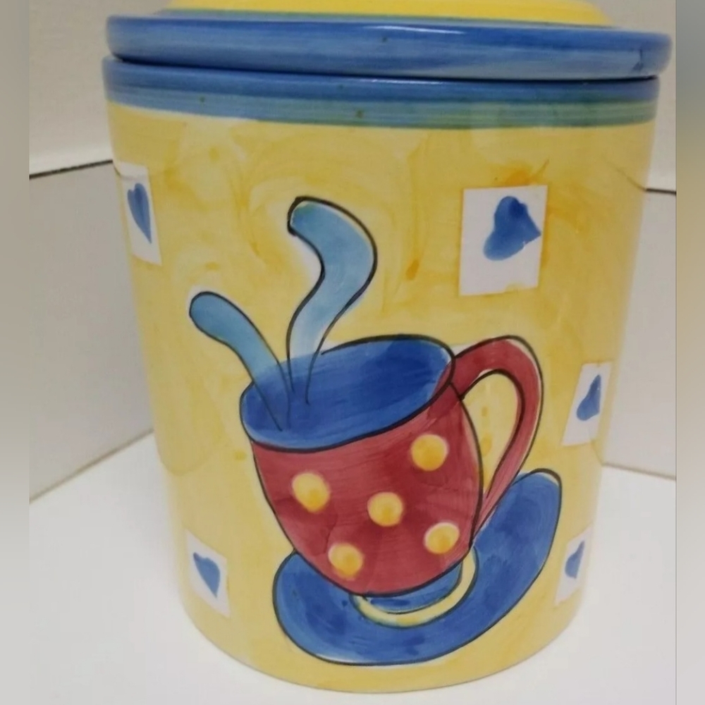 Vintage Hausenware Coffe/ Tea Canister Colorful Designs Pre-owned
